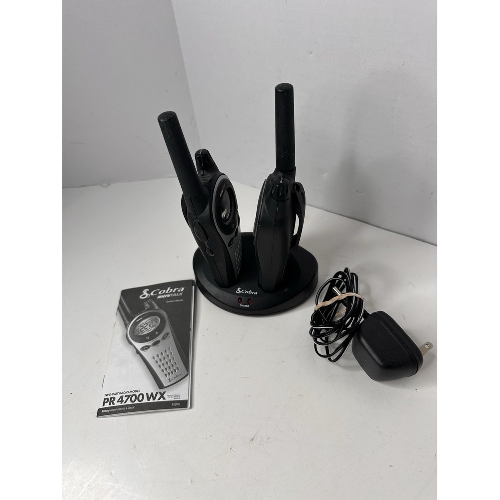 Cobra Microtalk PR4700 WX Walkie Talkie 2 Way Radio Set Black Waterproof NOAA